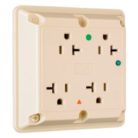 Pass & Seymour Straight Blade Receptacle IG420-HISP Isolated Ground TVSS Quad Wall Mount Straight Blade Receptacle, 125 VAC, 20 A, 2 Poles, 3 Wires, Ivory