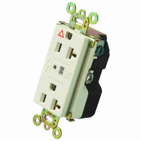 Pass & Seymour IG5362-LASP Duplex Surge Protective TVSS Straight Blade Receptacle, 125 VAC, 20 A, 2 Poles, 3 Wires, Light Almond