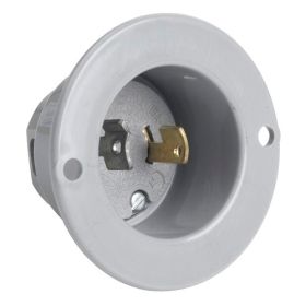 Pass & Seymour Turnlok L0115 3-Phase Locking Flanged Inlet, 125 VAC, 15 A, 2 Poles, 3 Wires, Gray