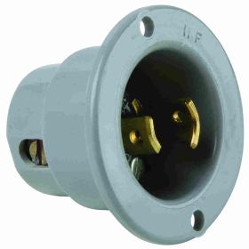 Pass & Seymour Turnlok ML115 Midget Lock Locking Flanged Inlet, 125 VAC, 15 A, 2 Poles, 2 Wires, Black/Gray