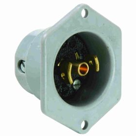 Pass & Seymour Turnlok ML215 Midget Lock Locking Flanged Inlet, 125 VAC, 15 A, 2 Poles, 3 Wires, Black/Gray