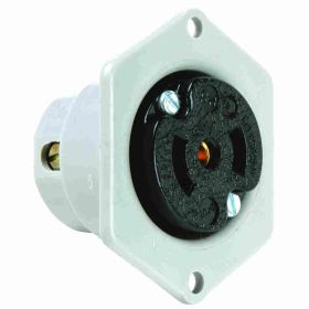 Pass & Seymour Turnlok ML314 Midget Lock Locking Flanged Outlet, 125/250 VAC, 15 A, 3 Poles, 3 Wires, Black/Gray