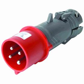 Pass & Seymour PS430P7-S 3-Phase Splashproof Pin and Sleeve Plug, 480 VAC, 30 A, 3 Poles, 4 Wires, Black