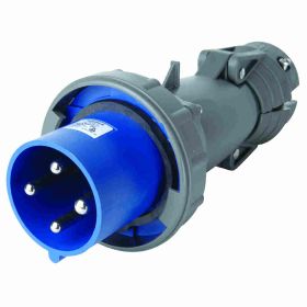 Pass & Seymour PS460P9-W 3-Phase Watertight Pin and Sleeve Plug, 250 VAC, 60 A, 3 Poles, 4 Wires, Black