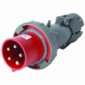 Pass & Seymour PS560P7-W 3-Phase Watertight Pin and Sleeve Plug, 277/480 VAC, 60 A, 4 Poles, 5 Wires, Black