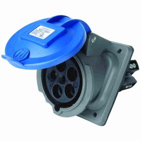 Pass & Seymour PS560R9-S 3-Phase Splashproof Pin and Sleeve Receptacle, 277/480 VAC, 60 A, 4 Poles, 5 Wires, Black