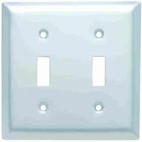 Pass & Seymour SA2 Standard Wallplate, 2 Gangs, Silver, 5 in H x 4.56 in W, Aluminum/Thermoplastic