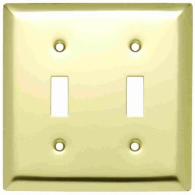 Pass & Seymour SB2-PB Standard Wallplate, 2 Gangs, Brass, 5 in H x 4.56 in W, Thermoplastic