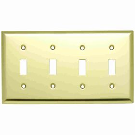 Pass & Seymour SB4-PB Standard Toggle Wallplate With Finish Matching Screws, 4 Gangs, Brass, 5 in, Thermoplastic