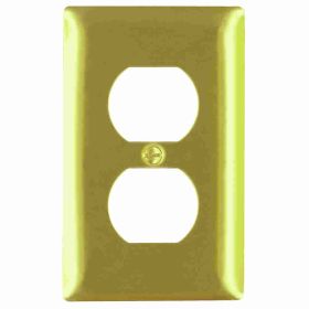 Pass & Seymour SB8-PB Standard Receptacle Wallplate, 3 Gangs, Polished Brass, 5-1/2 in, Stainless Steel