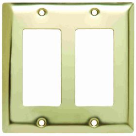 Pass & Seymour SB262-PB Standard Wallplate, 2 Gangs, Brass, 5 in H x 4.56 in W, Thermoplastic