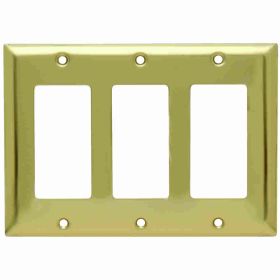 Pass & Seymour SB263-PB Standard Decorative Wallplate, 3 Gangs, Brass, 5 in, Thermoplastic