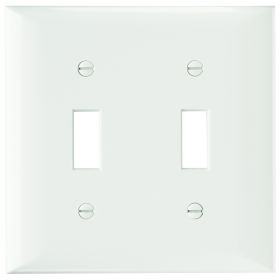 Pass & Seymour Sierraplex SP2-W Standard Wallplate, 2 Gangs, White, 5 in H x 4.56 in W, Thermoplastic