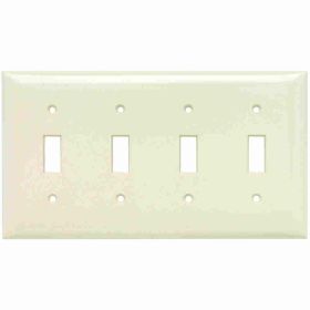 Pass & Seymour Sierraplex SP4-LA Standard Wallplate, 4 Gangs, Light Almond, 5 in H x 8-1/8 in W, Thermoplastic