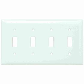 Pass & Seymour Sierraplex SP4-W Standard Wallplate, 4 Gangs, White, 5 in H x 8-1/8 in W, Thermoplastic