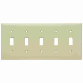 Pass & Seymour Sierraplex SP5-I Standard Wallplate, 5 Gangs, Ivory, 5 in H x 10 in W, Thermoplastic