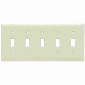 Pass & Seymour Sierraplex SP5-LA Standard Wallplate, 5 Gangs, Light Almond, 5 in H x 10 in W, Thermoplastic