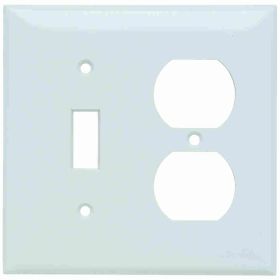 Pass & Seymour Sierraplex SP18-W Standard Combination Wallplate, 2 Gangs, White, 5 in, Thermoplastic