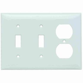 Pass & Seymour Sierraplex SP28-W Standard Combination Wallplate, 3 Gangs, White, 5 in, Thermoplastic