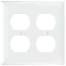 Pass & Seymour Sierraplex SP82-W Standard Wallplate, 2 Gangs, White, 5 in H x 4.56 in W, Thermoplastic