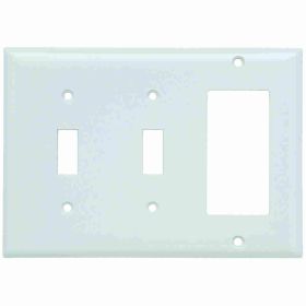 Pass & Seymour Sierraplex SP226-W Standard Combination Wallplate, 3 Gangs, White, 5 in, Thermoplastic