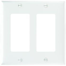 Pass & Seymour Sierraplex SP262-W Standard Wallplate, 2 Gangs, White, 5 in H x 4.56 in W, Thermoplastic