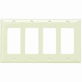 Pass & Seymour Sierraplex SP264-LA Standard Wallplate, 4 Gangs, Light Almond, 5 in H x 8-1/8 in W, Thermoplastic