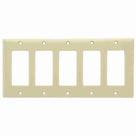 Pass & Seymour SP265-I Standard Decorative Wallplate, 5 Gangs, Ivory, 5 in, Thermoplastic