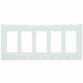 Pass & Seymour Sierraplex SP265-W Standard Wallplate, 5 Gangs, White, 5 in H x 10 in W, Thermoplastic