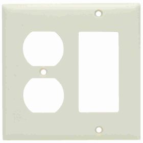 Pass & Seymour SP826-LA Standard Combination Wallplate With Color Matching Screws, 1 Gang, Light Almond, 5 in, Thermoplastic