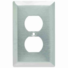 Pass & Seymour SSJ8 Junior Jumbo Receptacle Wallplate, 1 Gang, 5 in, 302 Stainless Steel