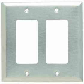 Pass & Seymour SSJ262 Junior Jumbo Decorative Wallplate, 2 Gangs, 5 in, 302 Stainless Steel