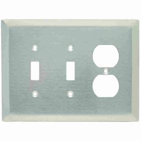 Pass & Seymour SSO28 Standard Combination Wallplate, 2 Gangs, 5-1/4 in, 302 Stainless Steel