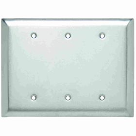 Pass & Seymour SSO33 Jumbo Blank Wallplate, 3 Gangs, 5-1/4 in, 302 Stainless Steel