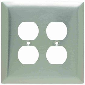 Pass & Seymour SSO82 Jumbo Receptacle Wallplate, 2 Gangs, 6 in, 302 Stainless Steel