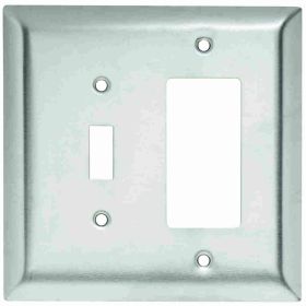 Pass & Seymour SSO126 Jumbo Combination Wallplate, 2 Gangs, 5-1/4 in, 302 Stainless Steel