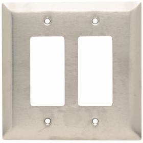 Pass & Seymour SSO262 Jumbo Combination Wallplate, 2 Gangs, 5-1/4 in, 302 Stainless Steel