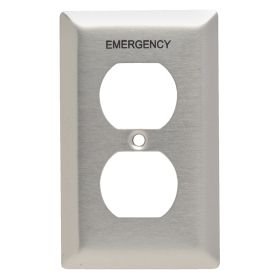 Pass & Seymour SS8-ES Pad Printed Non-Magnetic Receptacle Wallplate With Finish Matching Screws, 1 Gang, Silver, 4.5 x 4.5 x 0.23 in, 302/304 Stainless Steel