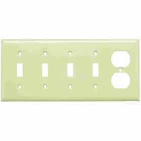 Pass & Seymour SS48-I Standard Combination Wallplate, 5 Gangs, Ivory, 4-1/2 in, 302 Stainless Steel