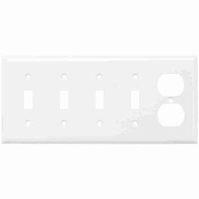 Pass & Seymour SS48-W Standard Combination Wallplate, 5 Gangs, White, 4-1/2 in, 302 Stainless Steel