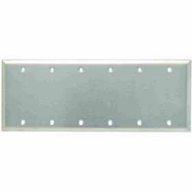 Pass & Seymour SS63 Standard Blank Wallplate, 6 Gangs, 4-1/2 in, 302 Stainless Steel