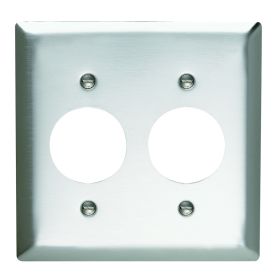 Pass & Seymour SS72 Standard Receptacle Wallplate, 2 Gangs, 4-1/2 in, 302 Stainless Steel