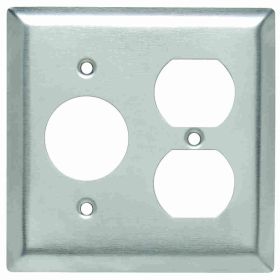 Pass & Seymour SS78 Standard Combination Wallplate, 2 Gangs, 4-1/2 in, 302 Stainless Steel