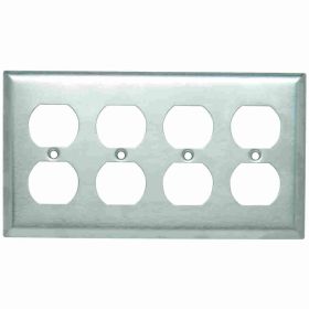 Pass & Seymour SS84 Standard Receptacle Wallplate, 4 Gangs, 4-1/2 in, 302 Stainless Steel