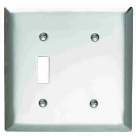 Pass & Seymour SS114 Standard Combination Wallplate, 2 Gangs, 7 in, 302 Stainless Steel