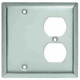 Pass & Seymour SS138 Standard Combination Wallplate, 2 Gangs, 4-1/2 in, 302 Stainless Steel