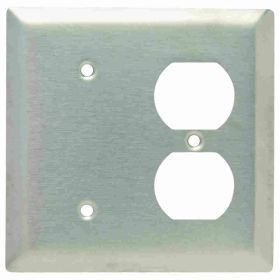 Pass & Seymour SS148 Standard Combination Wallplate, 2 Gangs, 4-1/2 in, 302 Stainless Steel