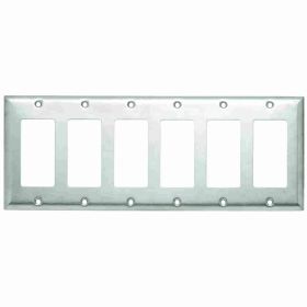 Pass & Seymour SS266 Standard Decorative Wallplate, 6 Gangs, 4-1/2 in, 302 Stainless Steel