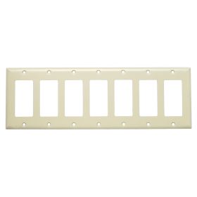 Pass & Seymour SS267-I Non-Magnetic Standard Decorator Wallplate With Finish Matching Screws, 7 Gangs, 13-1/2 x 4-1/2 x 1/4 in, Stainless Steel, Ivory