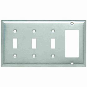 Pass & Seymour SS326 Standard Combination Wallplate, 4 Gangs, 4-1/2 in, 302 Stainless Steel